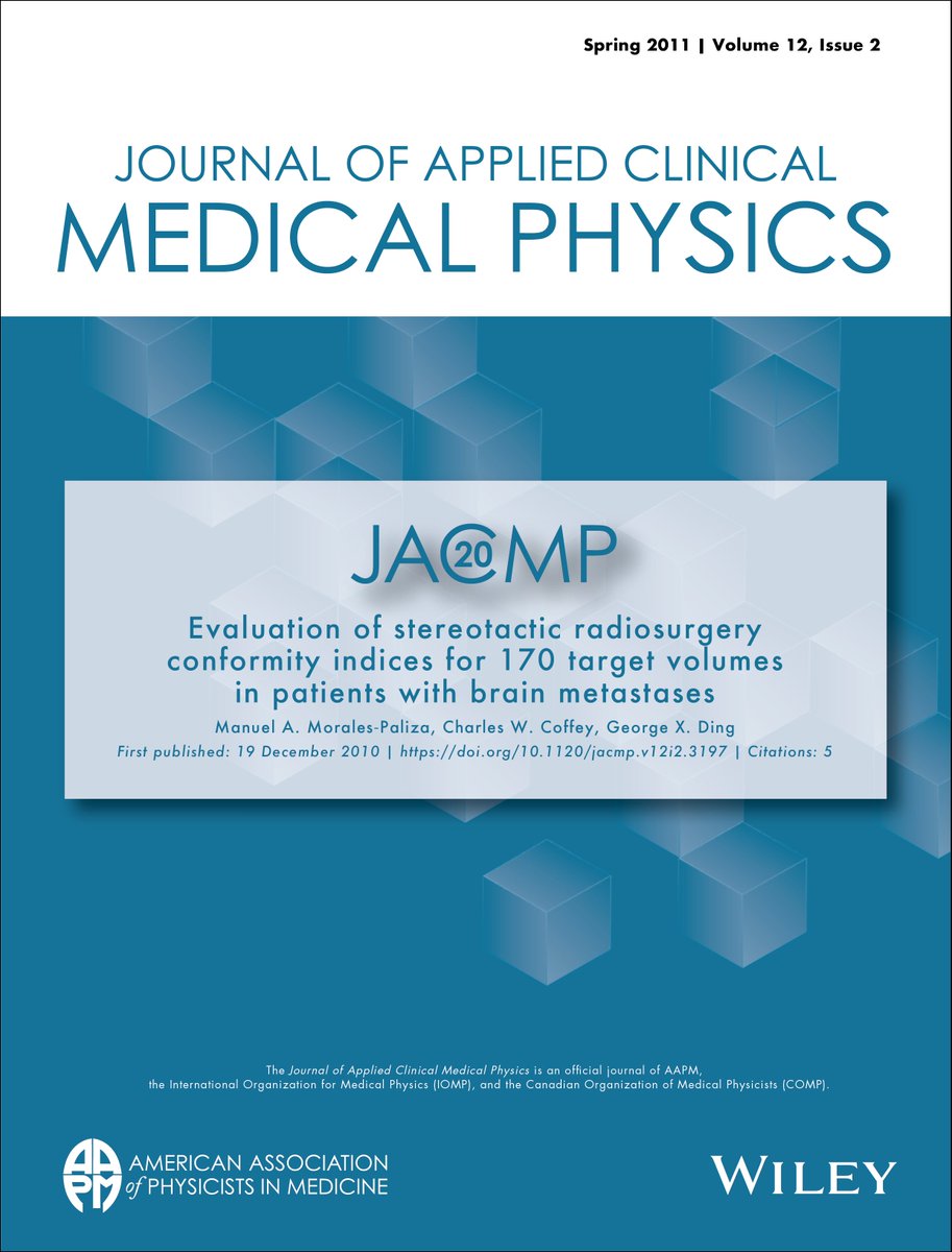 aapmHQ's tweet photo. Top Ten Most Downloaded Articles in #JACMP’s 20-year history (as of January 2020): No. 7 - https://t.co/xPvU9Pkg7P
#JACMP20 https://t.co/bMW4fV3C7h