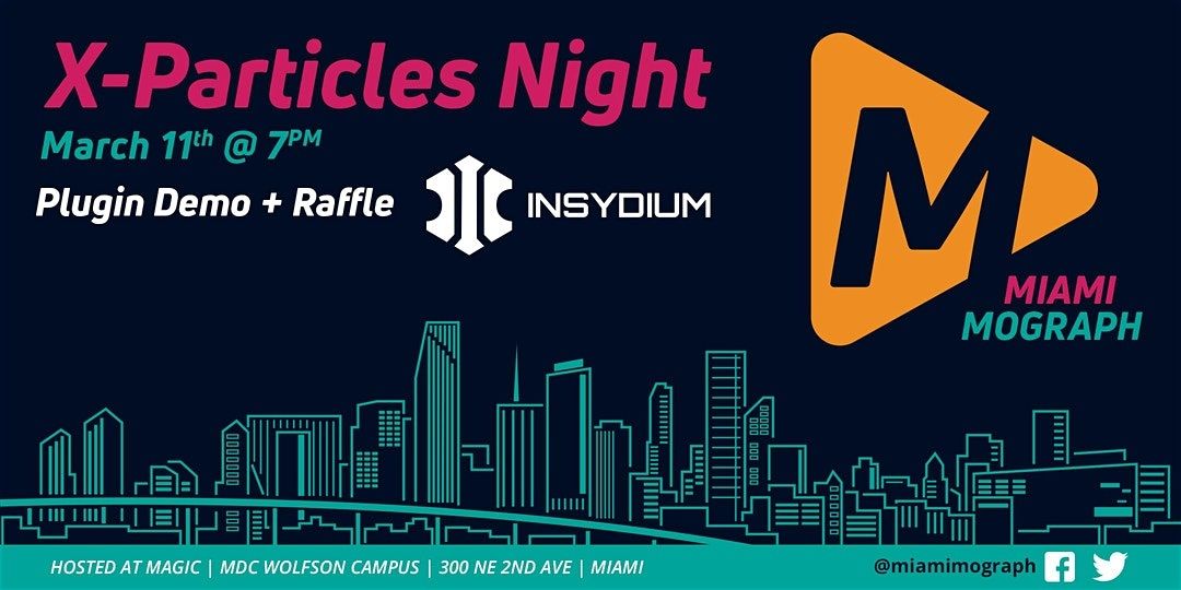 insydium_ltd's tweet photo. We're so stoked to be sponsoring @miamimograph for their X-Particles Night!  

This FREE event is being held on March 11th @ 7pm

PLUS! All attendees will be entered into a raffle for an X-Particles &amp; Cycles 4D Bundle! 

Want in? 👉 https://t.co/Bg8xu58b9o

#CreateLikeNeverBefore https://t.co/UJEh6vvstZ