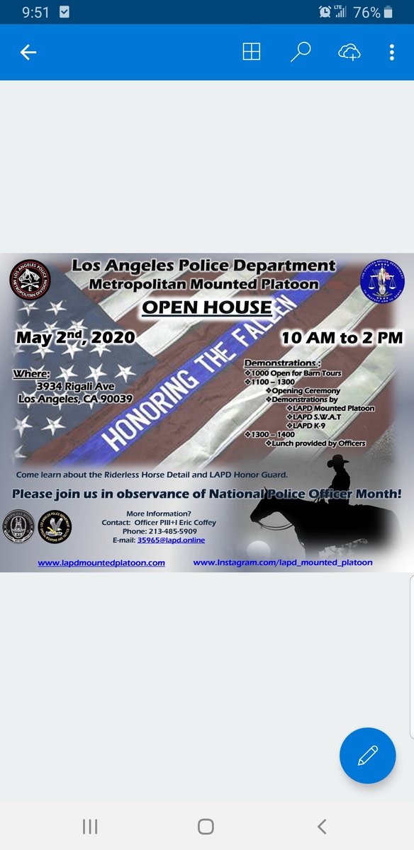 Please join us at our Mounted Platoon Open House on May 2nd.