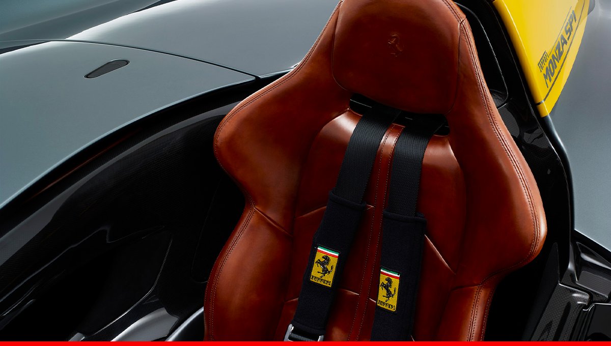 Ferrari's tweet photo. Time to stand out: the #FerrariMonzaSP1 is a guaranteed showstopper. Powered by a vigorous V12, the single-seater model encapsulates speed and style in enviable forms. #Ferrari https://t.co/cvqQyN8nAd