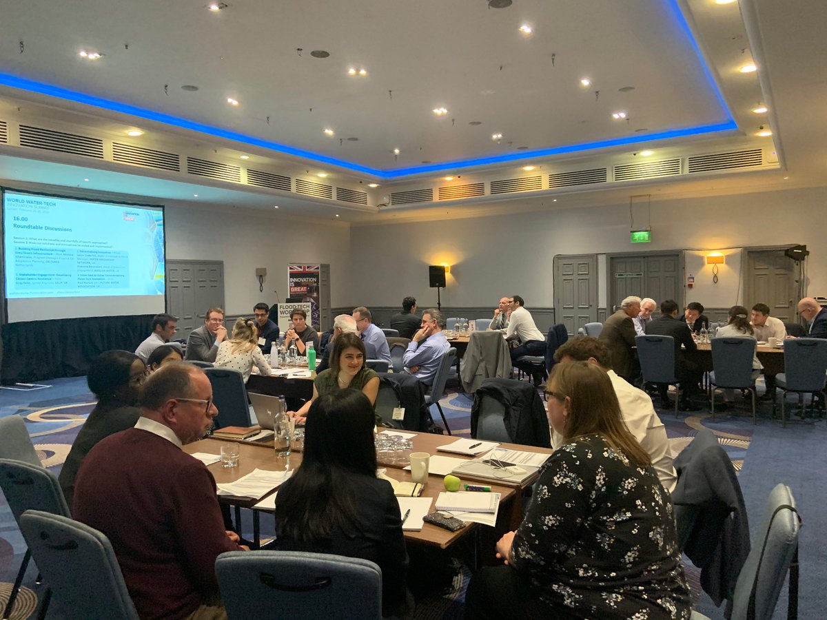 WorldWaterTech's tweet photo. Thank you to our roundtable hosts for joining us for the lively debates at our flood-tech workshop this afternoon.
Plenty of ideas and fresh thinking around flood protection and resiliency with our hosts leading the discussion
#flood #floodtech #sustainability #floodprotection https://t.co/NLvxLpvMRh