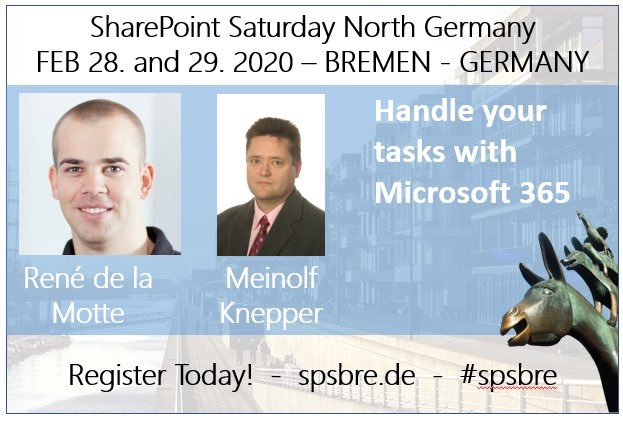 Wenn einer eine Reise tut... unser Orgateam macht sich nächstes Wochenende auf nach #Bremen zum #SharePoint Saturday @spsbre. Für die Kurzentschlossen gibt es noch letzte Karten unter spsbre.de. Wir freuen uns über jedes bekannte Gesicht 😉 #spsbre  #CommunityOnTour