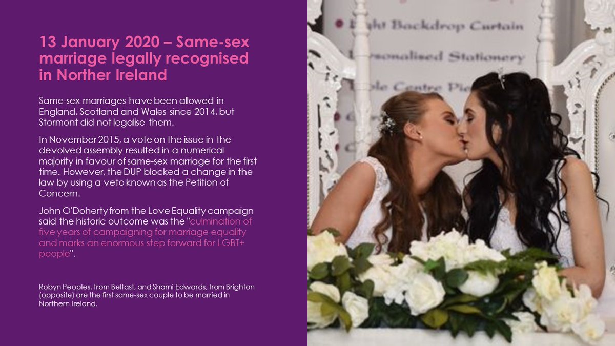 13 January 2020, let's go out on a good one! Same-sex marriage was legalised in Norther Ireland! #LGBTHistoryMonth #LGBTHM20 #loveislove #EqualityForAll #LeapYear #SaturdayVibes