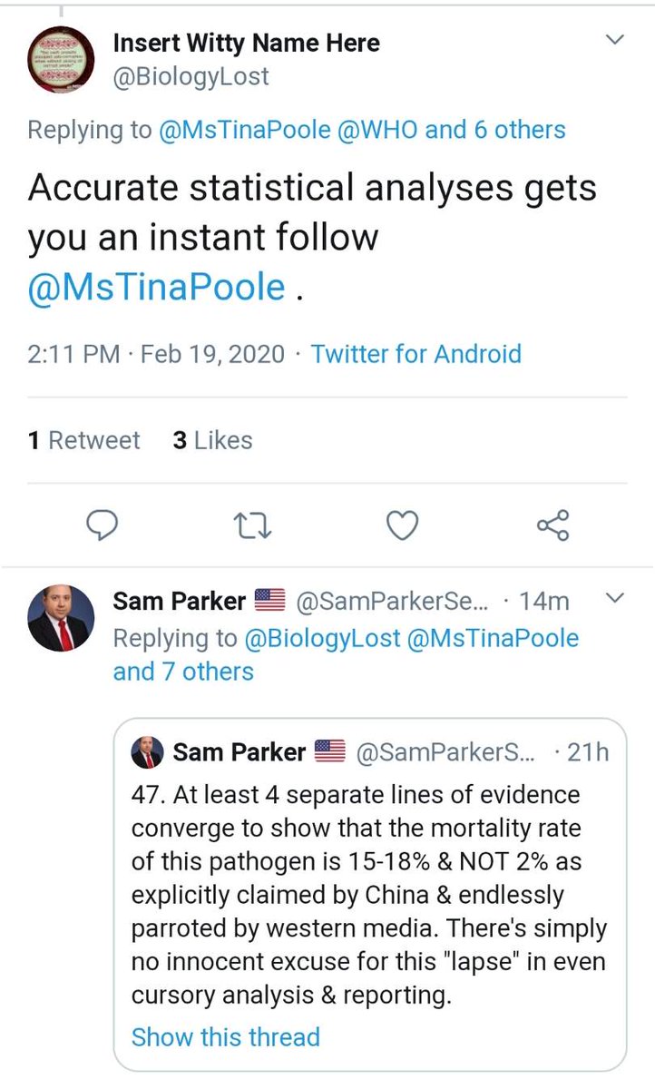 52. Twitter has ghostbanned me from sharing this thread. I can longer share it. The only way for others to see it or find it is if you share it. Screenshots below from my account & then from another account not mine.Twitter has "disappeared" me.  #CoronaCoverup  #COViD_19