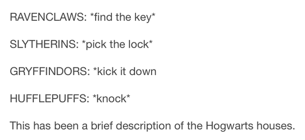 PotterWorldUK's tweet photo. A brief description of Hogwart houses https://t.co/Ndo0oRQ075