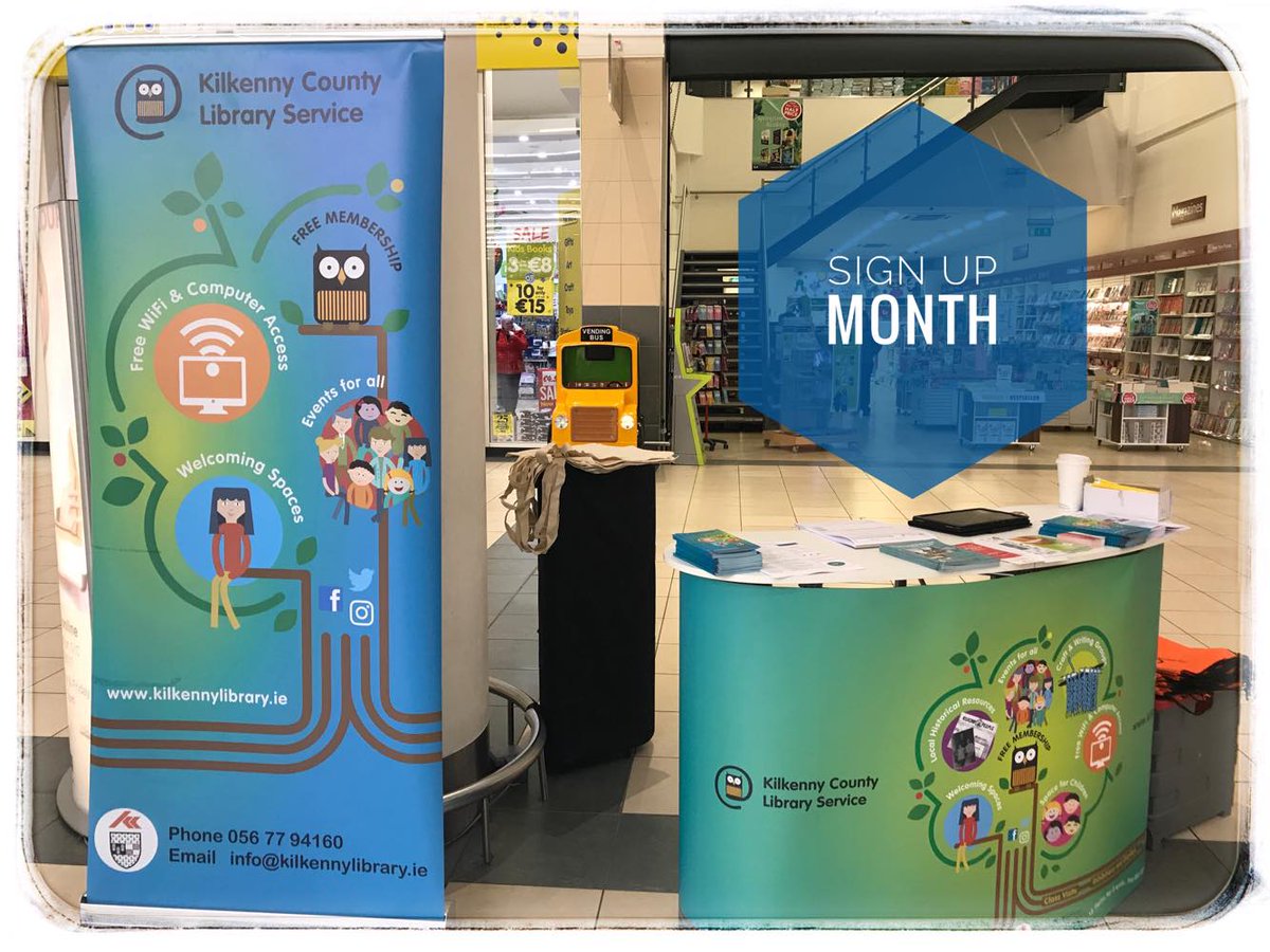 Today we have @kilkennylibrary  sign up stand in the centre for sign up month. Be sure to pop over to the girls and find out about all the free services they have to offer.

#shopkilkenny #bookworm #library