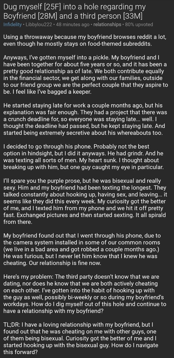 Dug myself [25F] into a hole regarding my Boyfriend [28M] and a third person [33M]