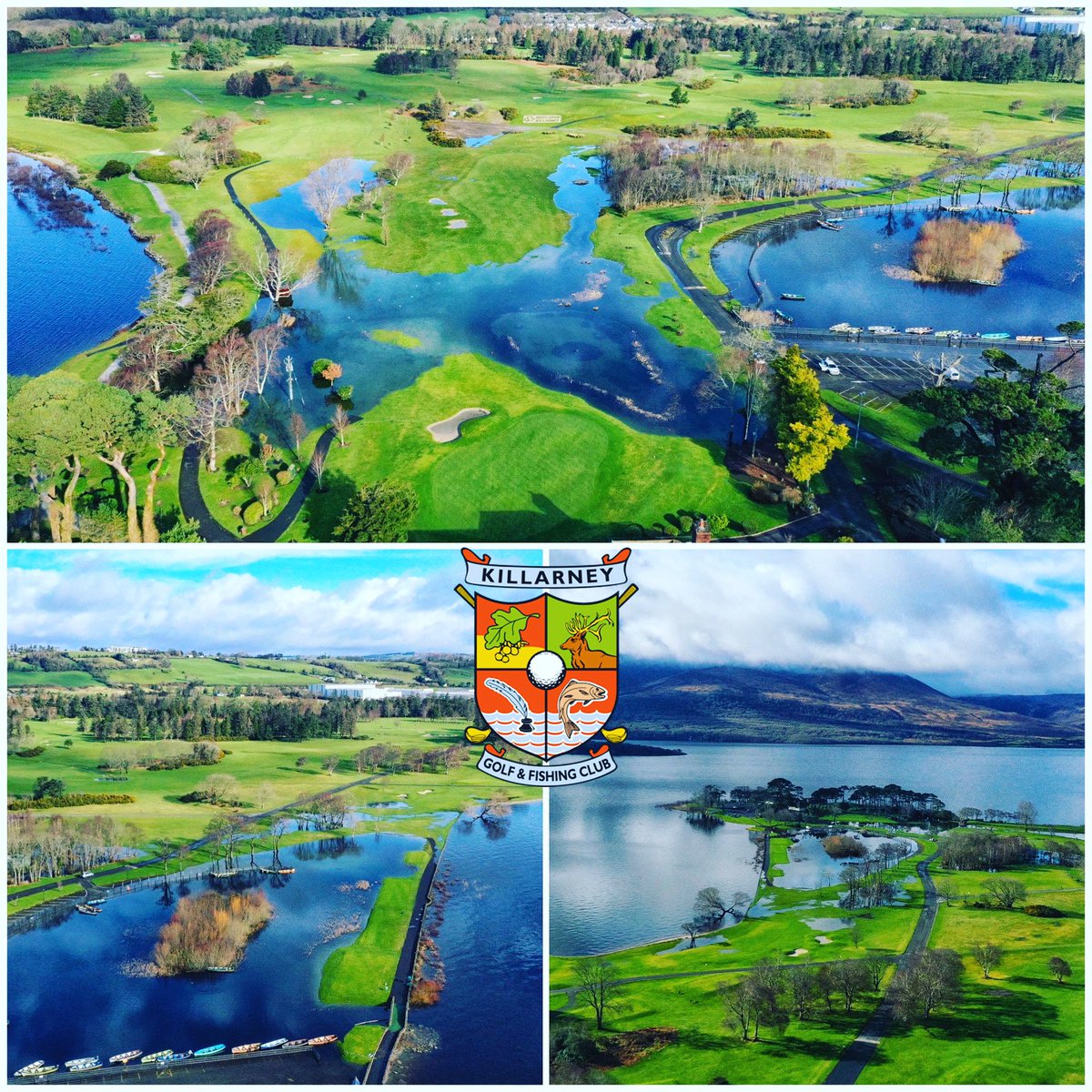 Killarney1893's tweet photo. Storm after storm but we’re still here ,our clubhouse is still not an island just about . It’s been wet very wet but here’s to longer evenings and Summer Sunshine , here’s to hitting bombs &amp; walking in 30 ft putts roll on Golfing Season #allwaysimproving #lovegolf https://t.co/PDTkTf9IYN