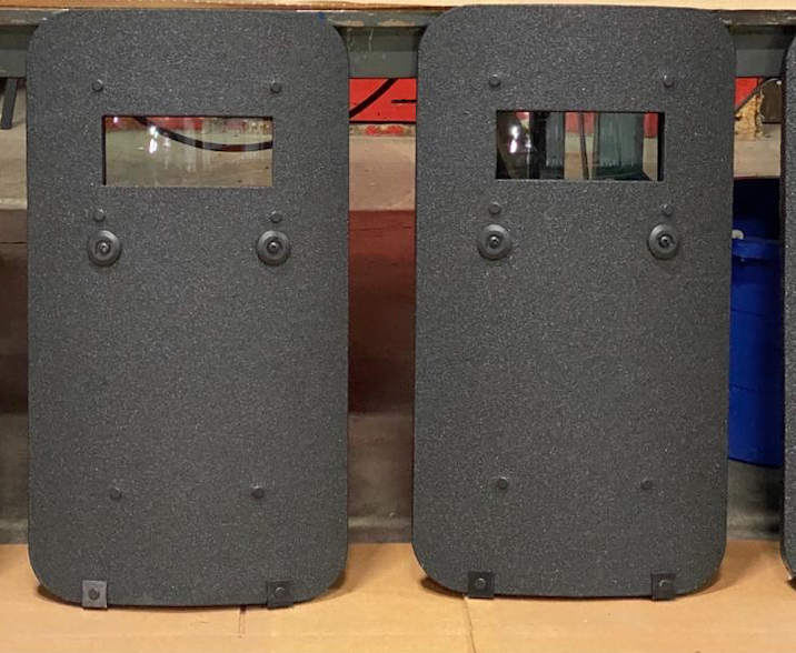 HighComArmor's tweet photo. A fresh batch of our Bellfire LTS Shield getting fitted with handles and ballistic viewports. As one of the only manufactures of shields in the USA, we handcraft every aspect in-house for maximum quality assurance. #highcomarmor #tacticalshield #armor https://t.co/gMyRH0Bz2q