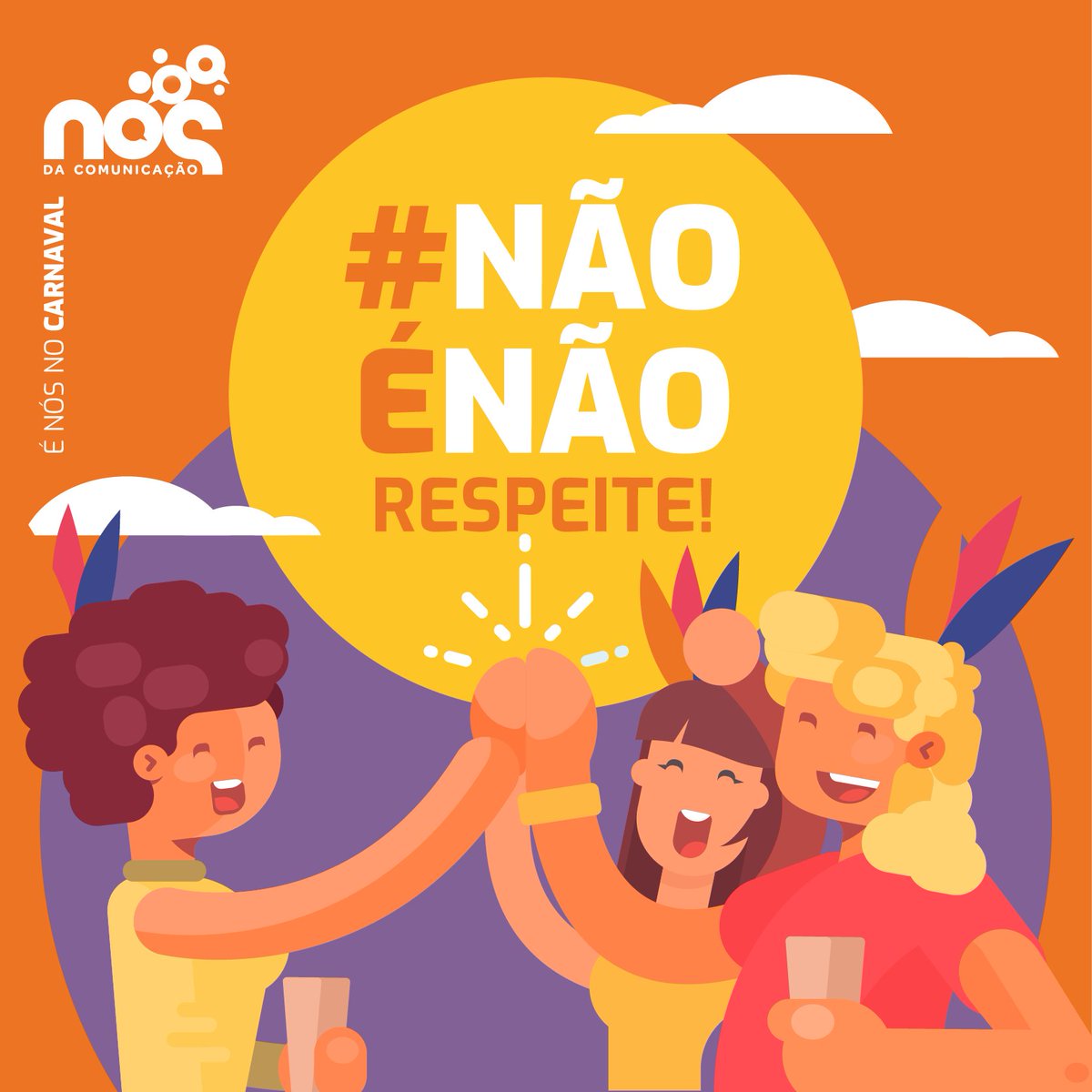 noscomunicacao's tweet photo. Respeito é um dos nossos valores. E a gente leva para o bloco. Leve você também. E na cabeça, além do bom senso, leve um adereço divertido. E saia bem na foto #ficaadica #carnaval2020 https://t.co/AjjWBsq0w5