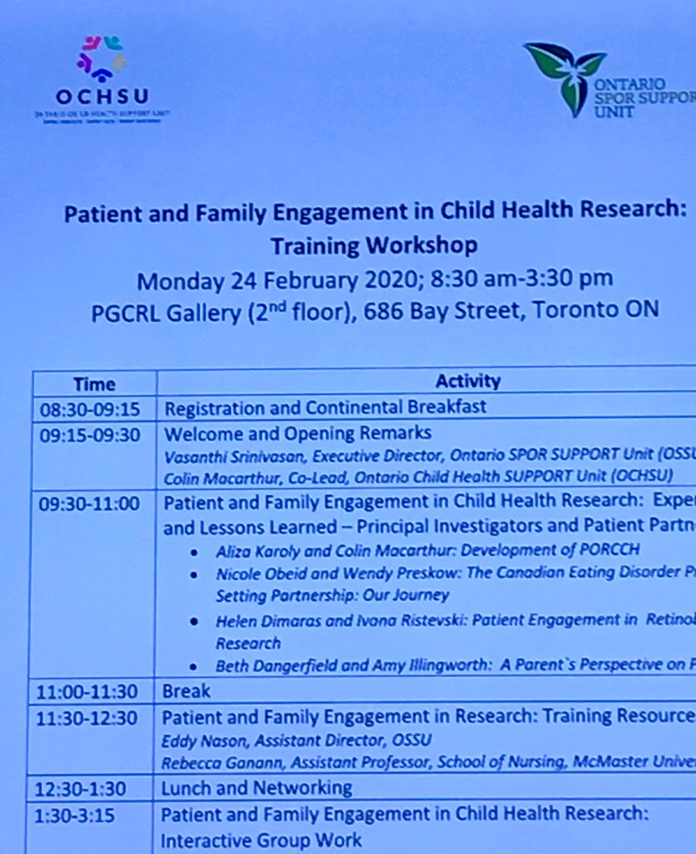 Very excited to be learning more about #patient and #family #engagement in child health #research. I’m sure this will be for me a day full of inspiration, ideas, and plans for future research for #neonatalpain #research!