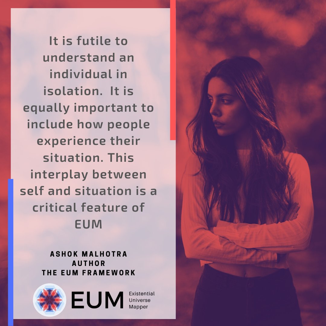 eumlens's tweet image. &quot;It is futile to understand an individual in isolation.  It is equally important to include how people experience their situation. This interplay between self and situation is a critical feature of EUM&quot; #Coaching #CoachingTools #ExecCoaching #Facilitation #HR #Leadership #OD