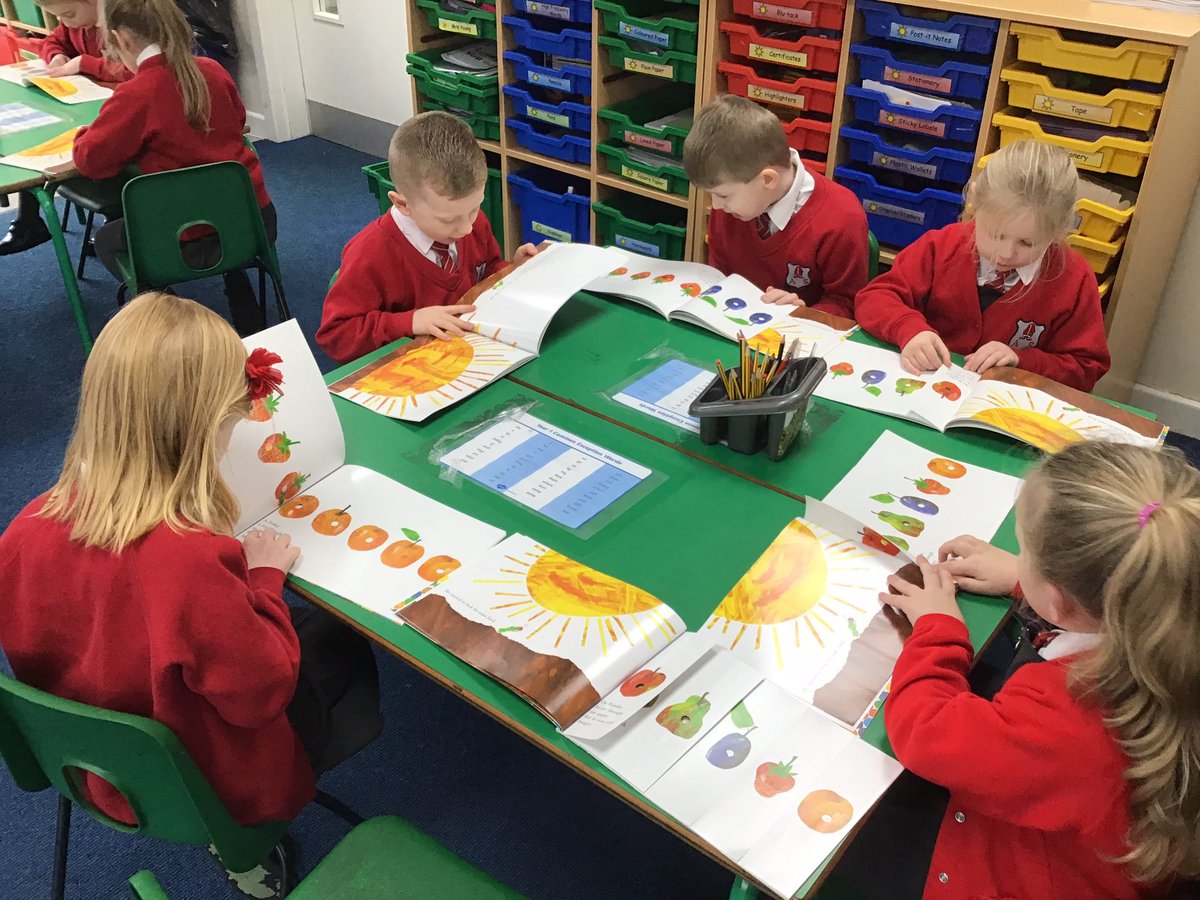ClassOneMrsL1's tweet photo. The very hungry caterpillar. Today we have had our first independent read of the story. The children used ‘Fred talk,’ to help them decode the majority of the text. They then posed questions about the story such as “can caterpillars actually eat five oranges?”🐛🍊 https://t.co/xGhwkMKj4q