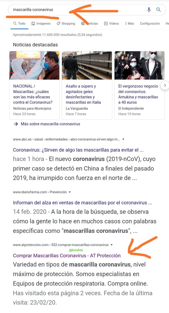 jonangzl's tweet photo. SEO y Coronavirus 

Muchos medios ya han informado del aumento de ventas de mascarillas de forma exagerada hasta un 500%

Pues 3° puesto para esta empresa que está aprovechando el tirón

#SEO https://t.co/Hsmnq2YcKY
