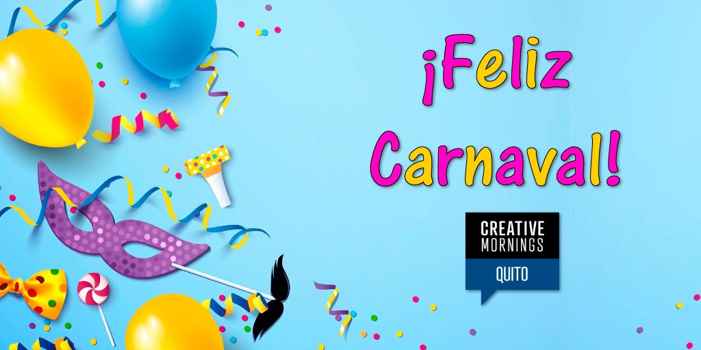 ¡Disfruta de este #feriado! 🥳

El equipo de #CreativeMornings #Quito te desea un feliz #Carnaval. 😎🤩
⠀
Ya sea que estés en casita o de viaje, comparte tiempo junto a tu #familia y #amigos. 😀
⠀
¡Nos vemos en #marzo! 🤗