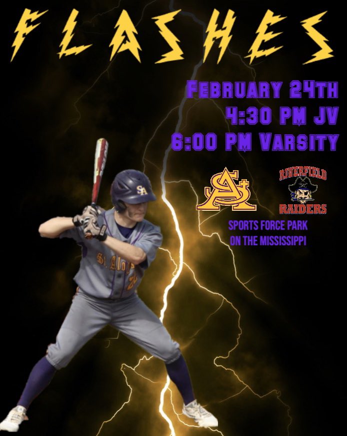 VburgCatholic's tweet photo. ⚡️⚾️IT’S GAME DAY⚾️⚡️
Good luck to our #Flashesbaseball team today as they compete against the Riverfield Academy Raiders at the Sports Force Parks on the Mississippi!
4:30 PM Junior Varsity
6:00 PM Varsity
$10 per person
Please come out and support the Flashes! https://t.co/TRusG7RvrA