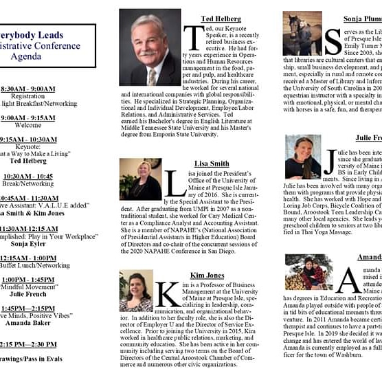 Support for administrative professionals! Sign up today!  
Call 764-6561 or email lmichaud@centralaroostookchamber.com