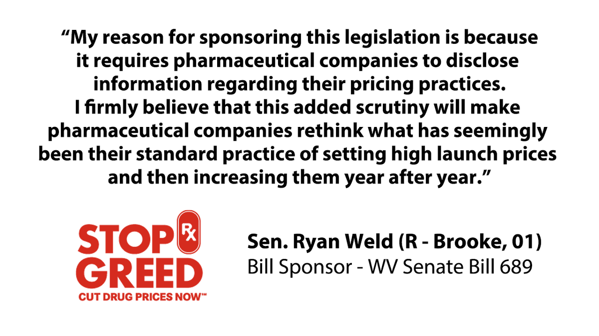 AARPWV's tweet photo. ICYMI: @wvsenate Majority Whip @RyanWeld, sponsor of S.B. 689, discussed the legislation aimed at bringing increased disclosure and accountability from the pharmaceutical industry in an op-ed piece in @IntelligencerWV. Read here: https://t.co/jtirESJe4W #StopRxGreed #wvlegis https://t.co/ICzmeXC4iH