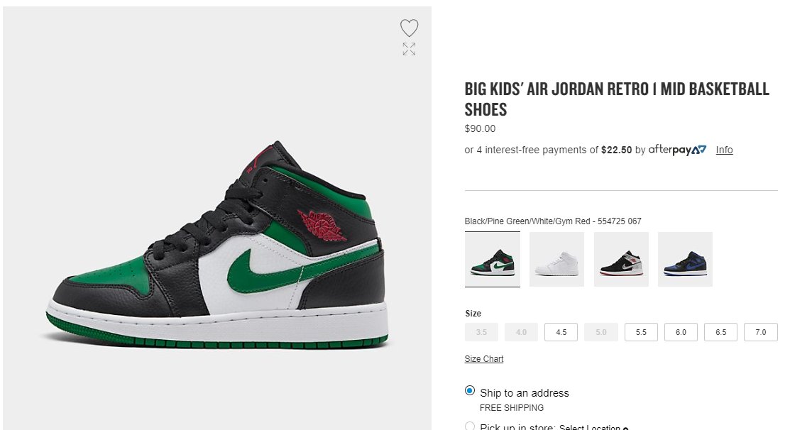 jordan 1 pine green big kids