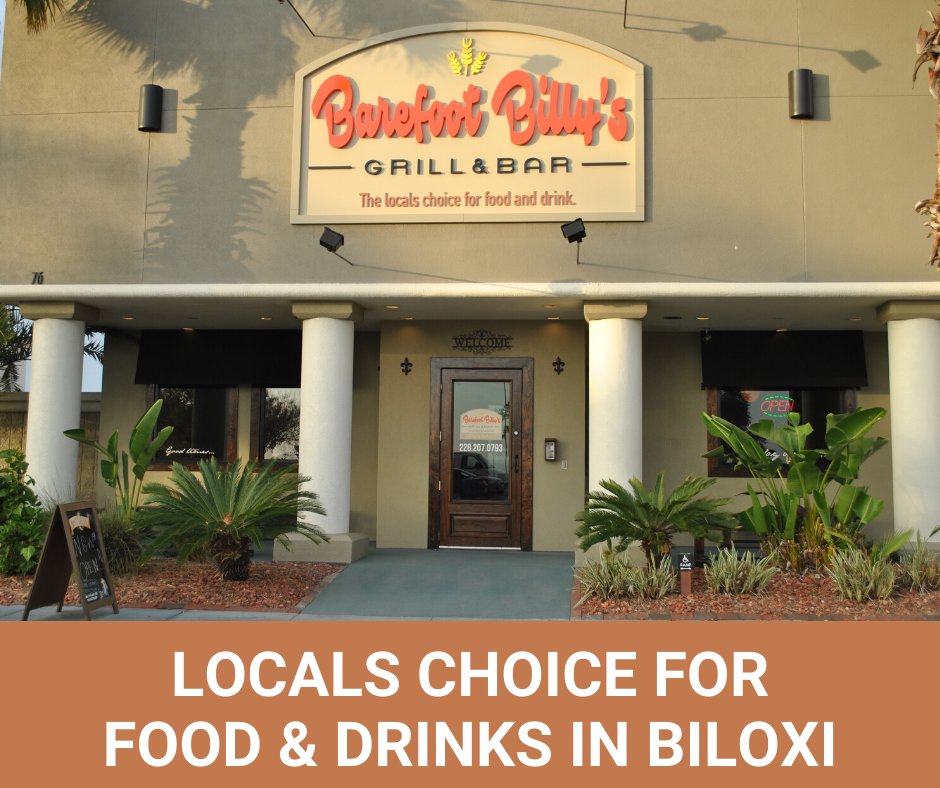 BarefootBillys1's tweet photo. Barefoot Billy's is the locals choice for food and drinks in Biloxi, MS! Find us located at the Edgewater Mall! #BarefootBillys #EdgewaterMall #LocalsChoice https://t.co/176B3ooQ70