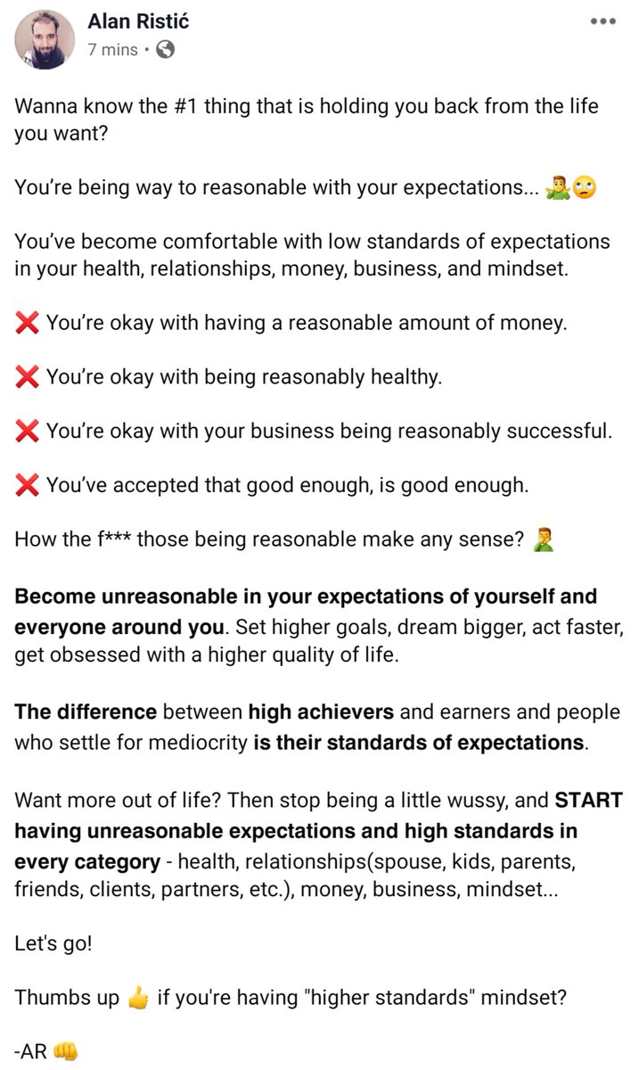 alanristic's tweet photo. Uplevel your standards... https://t.co/0kcqbAB906
