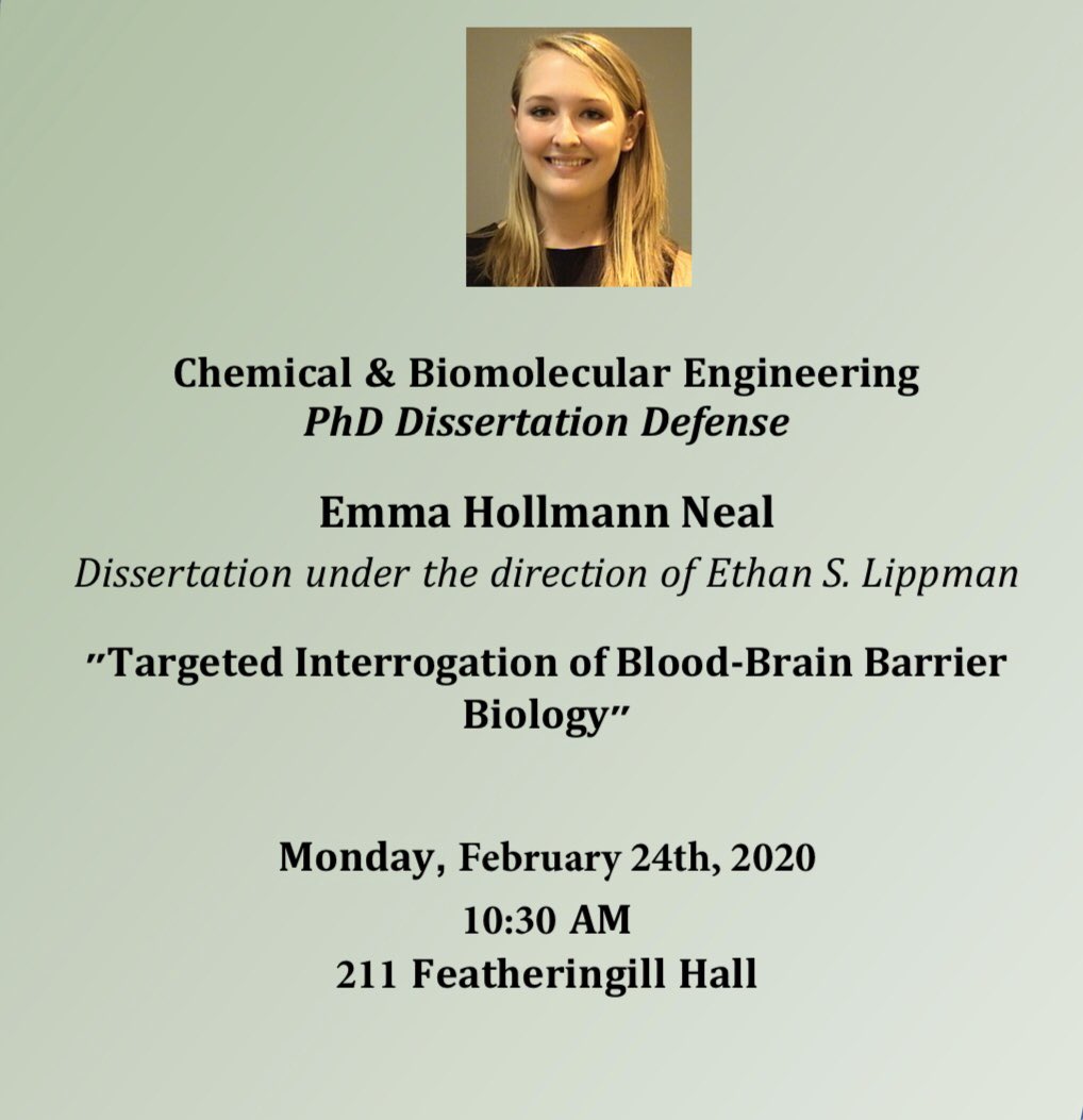 SirvonHammock's tweet photo. Excited for @emmaneal_’s defense today at 10:30am in Featheringill 211! #WillScienceforDonuts #WillScienceforChampagne #Biotechokogu #ThisIsGradSchool #KeepingUpWithTheLippmannLab #WomeninSTEM @LippmannLabVU @VUEngineering @VUGradSchool https://t.co/3q7z0pCcYC