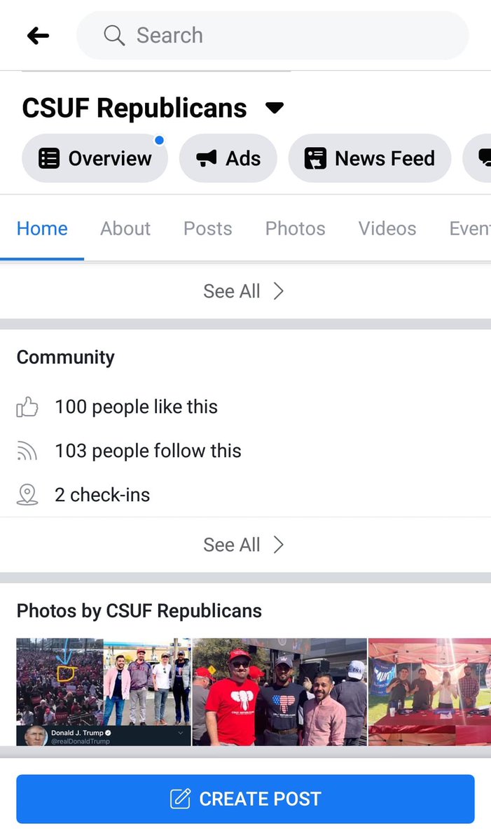 CSUFREPUBLICANS's tweet photo. OUR NEW FB PAGE JUST REACHED 100 LIKES!!! WE’RE STOKED WE FINALLY MADE THAT MILESTONE, BUT IT’S STILL A WAYS AWAY FROM OUR OLD FB PAGE WITH 700+... SO GO GIVE OUR NEW PAGE A LIKE 🇺🇸🇺🇸🇺🇸
FIND US HERE: https://t.co/TZjB6KlcXZ https://t.co/tgipsPx9WL