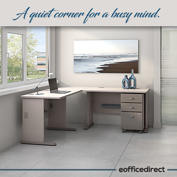 eofficedirect's tweet photo. Create a quiet corner for your busy mind with this  professional L-configuration desk. Expansive workspace, heavy duty construction, durable finish. The mobile file cabinet can roll conveniently under your desk. https://t.co/YQs0yd0AZU #worklife #desk #decor @Bush_Furniture https://t.co/jWpHu3Iqks