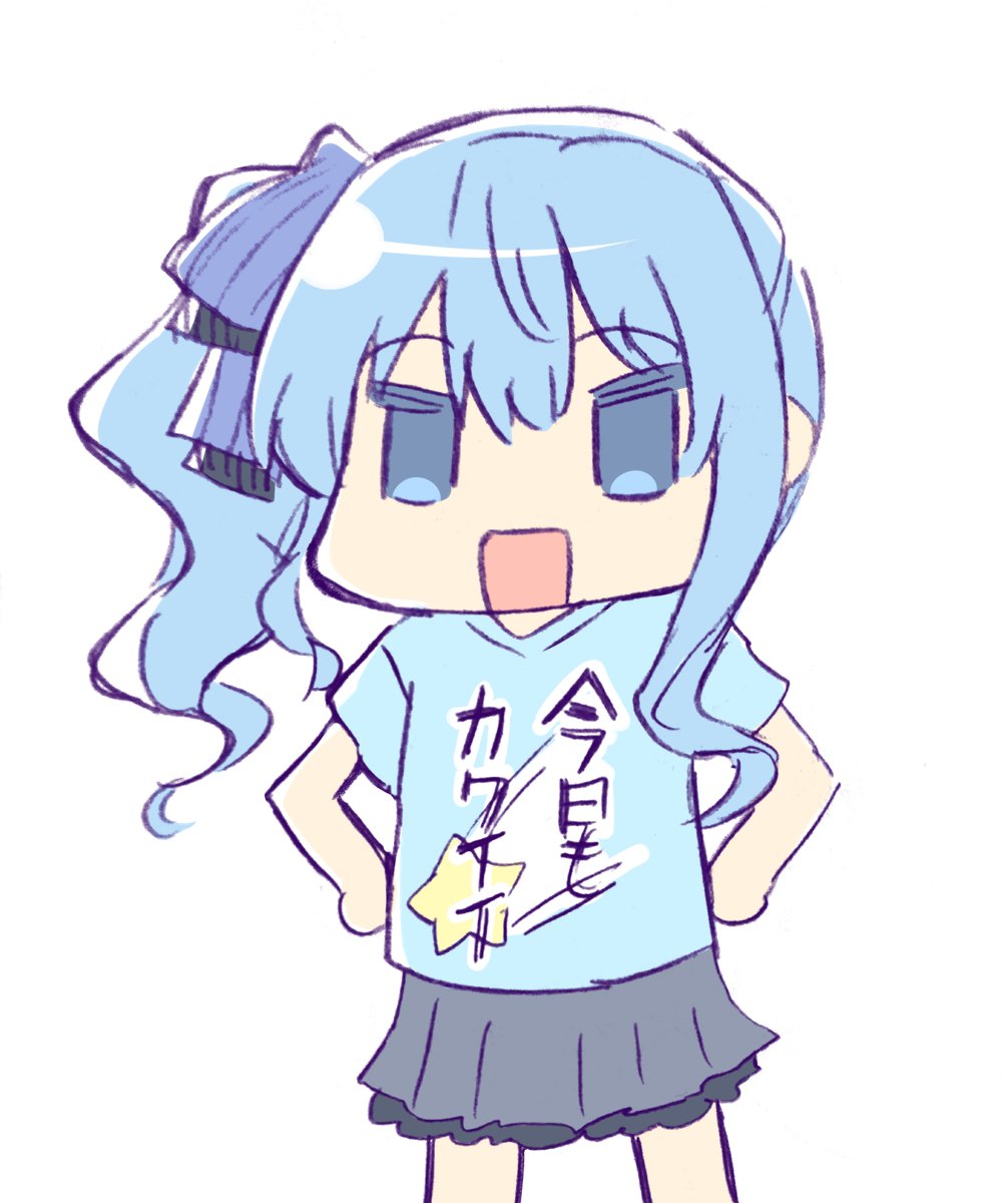 星街すいせい 「すいちゃんがもしTシャツを出されるならおしゃれ格好良いやつか
こういうのがいいな」|ほっぺげ☕🐱🍄単行本⑨巻４月１７日発売のイラスト