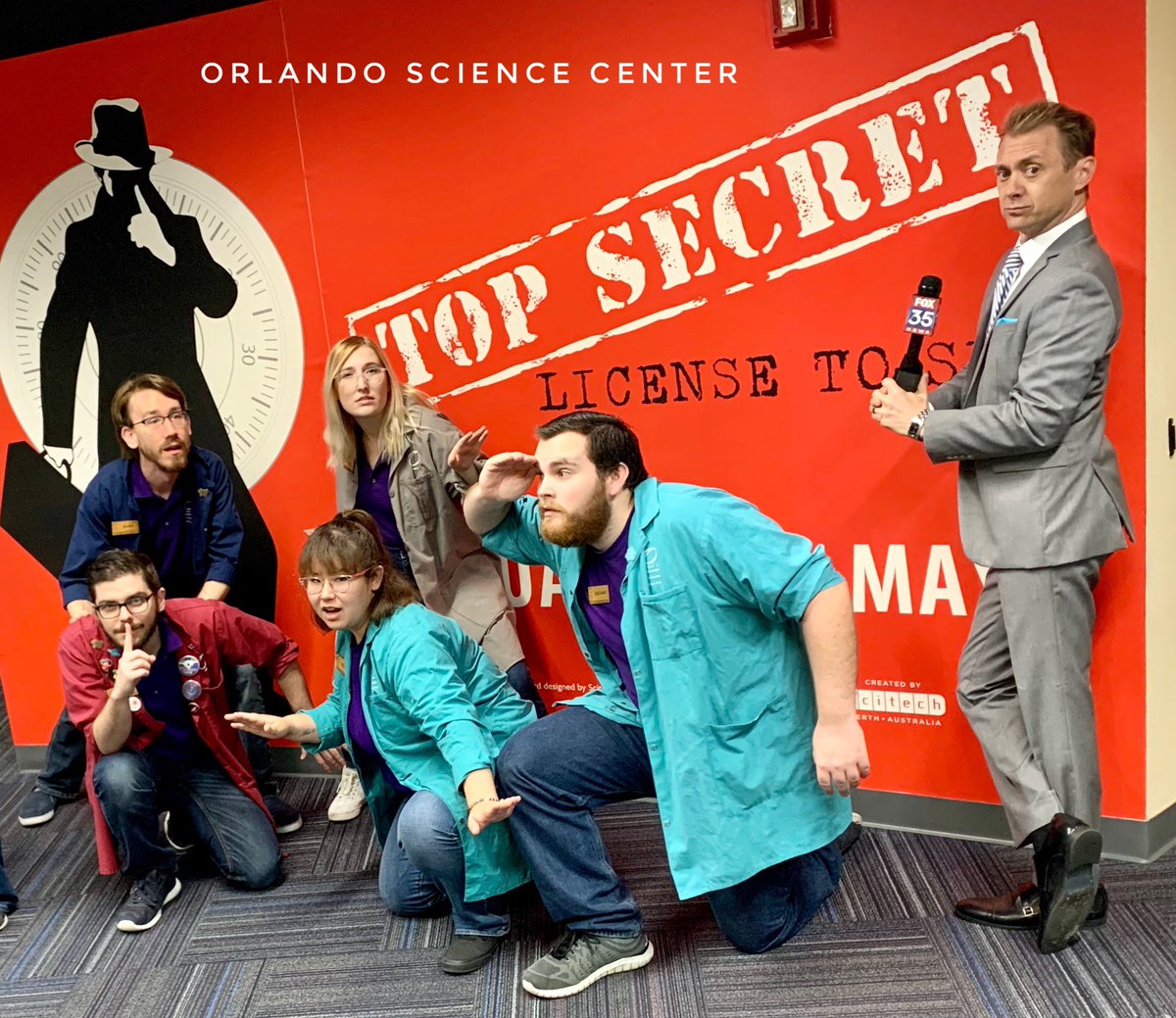 FOX35David's tweet photo. You’ve been given a license to spy at the new TOP SECRET exhibit @orlandoscience. 

If you love decoding, puzzles, and tricks of espionage, then don’t miss this spectacular attraction. https://t.co/YvUUjW7mZP