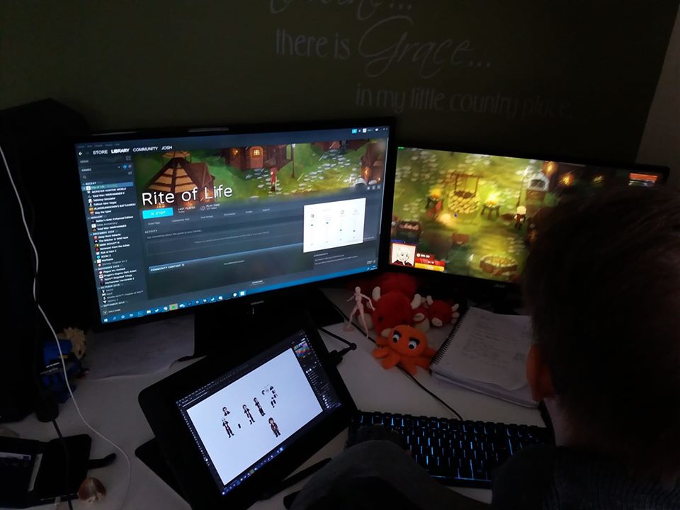 We're finally getting around to testing the new character animations in <a href="/RiteofLifeGame/">Rite of Life</a>. We've been putting off working on these for far too long. The giant slog begins. 

#indiedev #gamedev