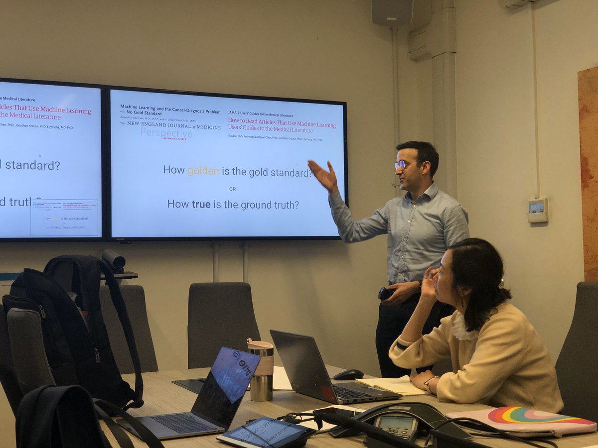 royschwartz's tweet photo. I had the opportunity to present a journal club today at the @cdt_ai_health on the thought -provoking paper by @AdeAdamson @NEJM on how golden 🏆 the #goldstandard in #AI actually is in medicine. Spoiler: it's not. https://t.co/dYwspAsG04