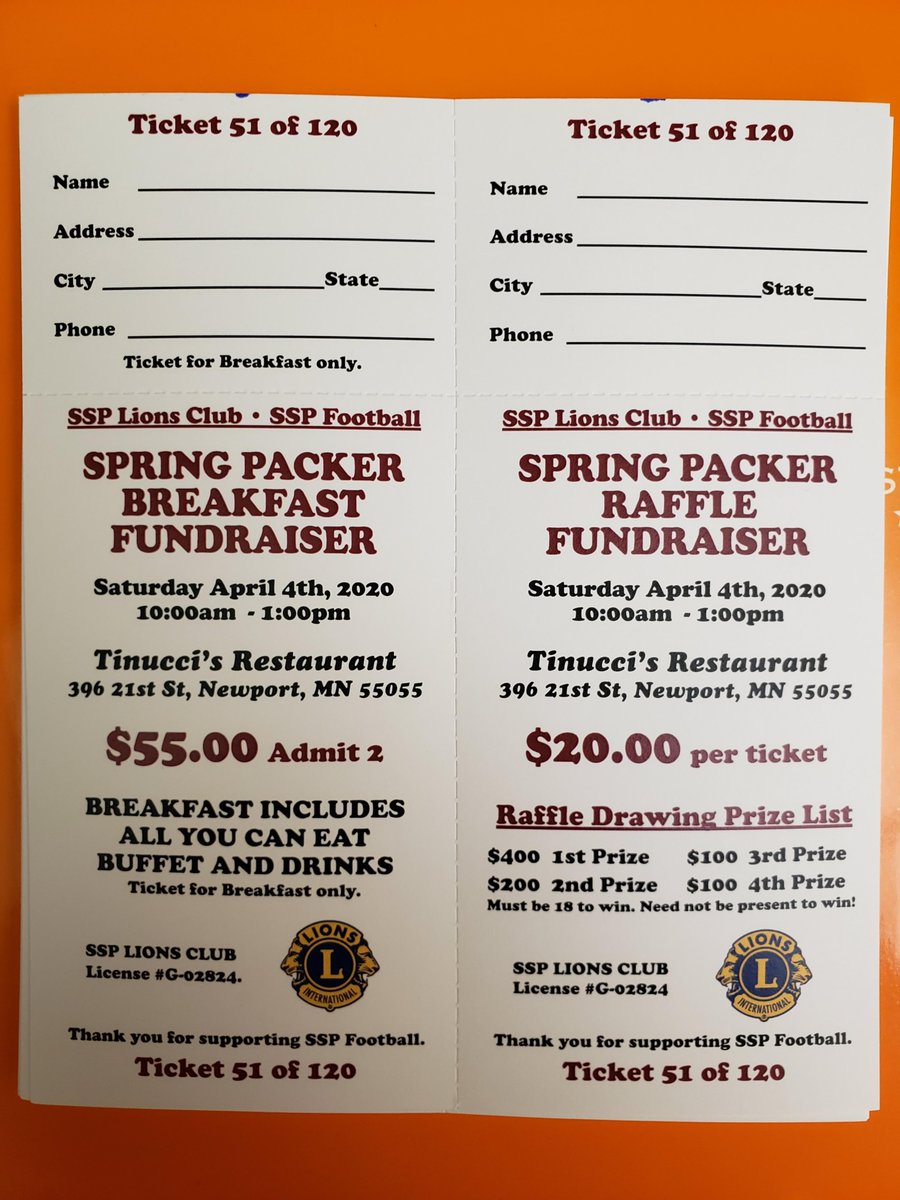 Football Booster Fundraiser April 4th! We have tickets!! A great time, and a crucial event to support the program. Please reach out to us for tickets via Twitter, Facebook, or email SSPFootball@outlook.com