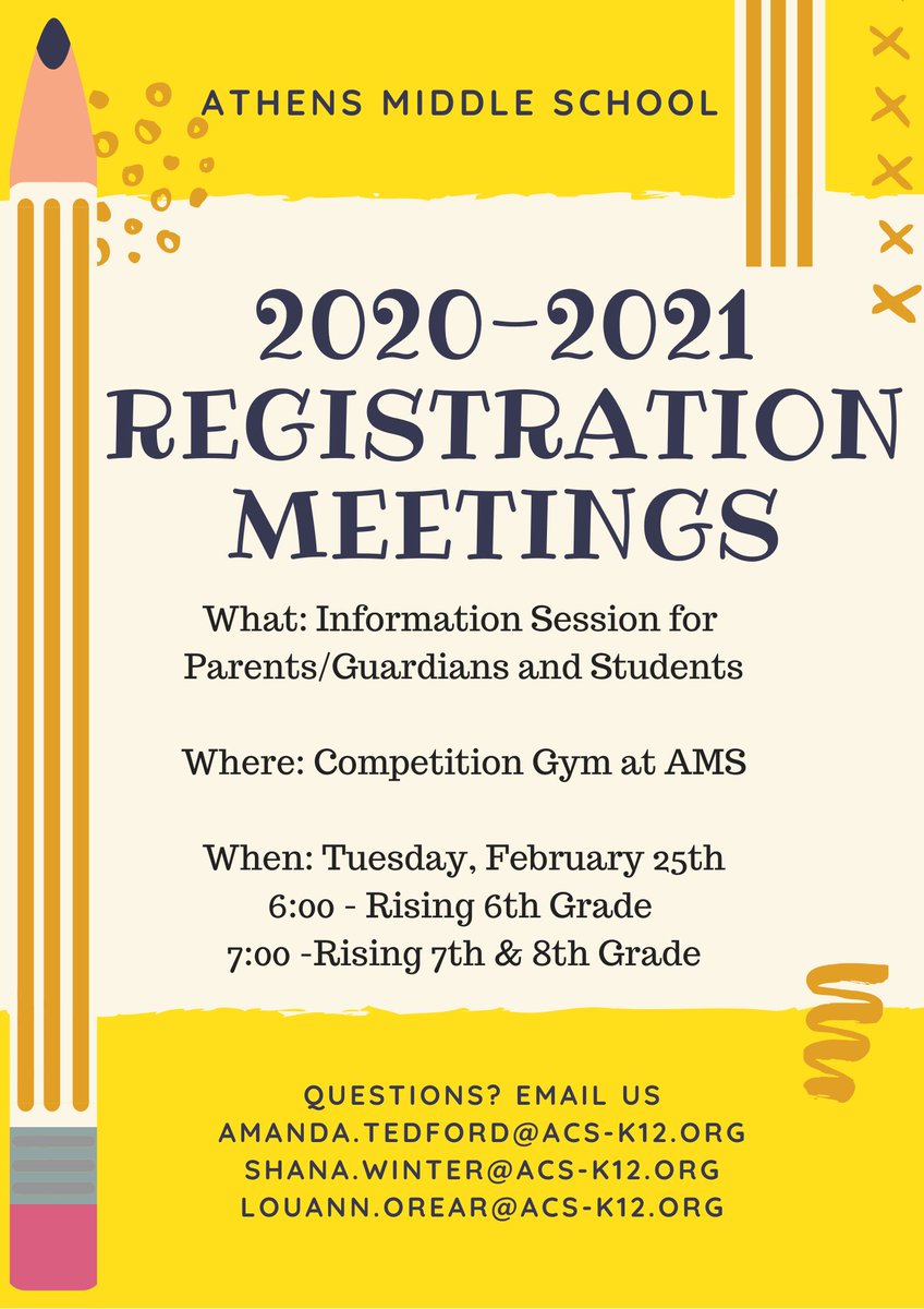 AMS Registration week is here!  Find the course catalog online at this link: acs-k12.org/amscatalog. Information meeting for parents tomorrow night! #oneathens
