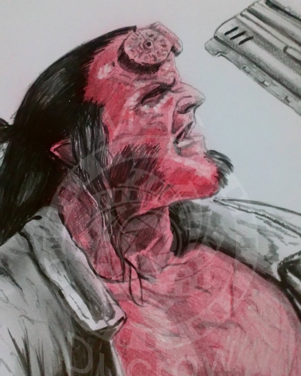 MarcDucrow's tweet photo. Really enjoyed drawing David Harbour as Hellboy.
Done using, :- 6b-8b graphite pencil, - Red Spectra air brush paint,
- Iwata
-Faber Castel coloured pencils
- 150gsm Bristol Board

Original is currently available. PM me for info.
@darkhorsecomics @dkharbour
@hellboymovie
@Summit https://t.co/7TCmoH9QFo