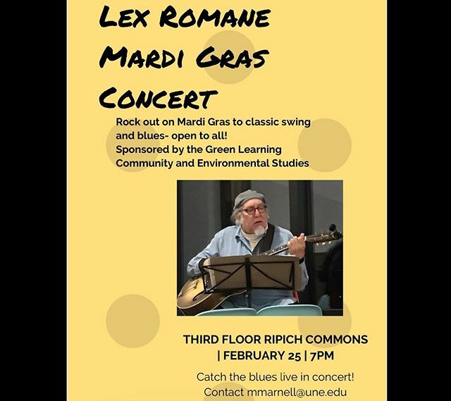 Be sure to come to the commons tomorrow night at 7PM for a free blues performance by friend of DES Lex Romane! #theblues #lexromane #uneenv #music #bluesmusic #morethanjustreehuggers
