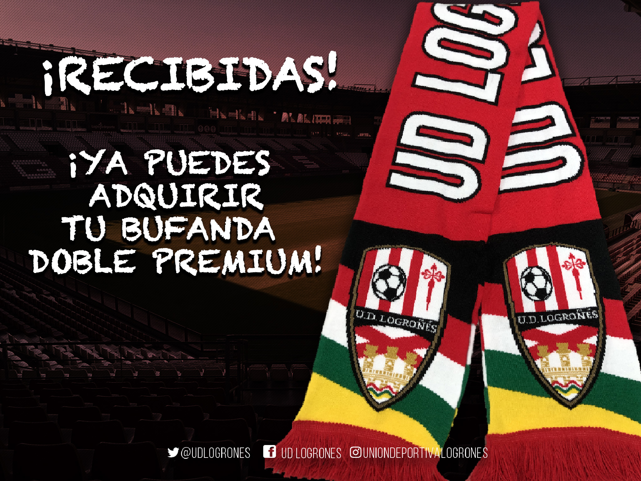 UD Logroñés sur Twitter : "🧣 ¡Ya está disponible el modelo bufanda doble premium! Luce los colores de La el de tu equipo. 🥳 📍 ¿Dónde adquirirla? En