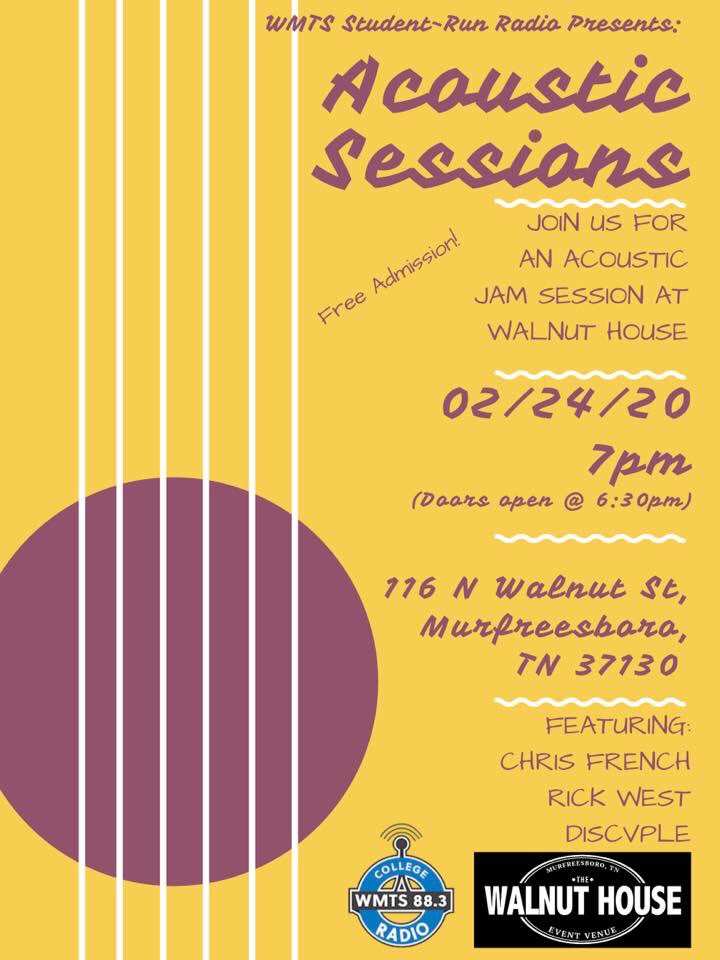 Come on out to our very first Acoustic Session tonight at The Walnut House! Enjoy good vibes and great music!