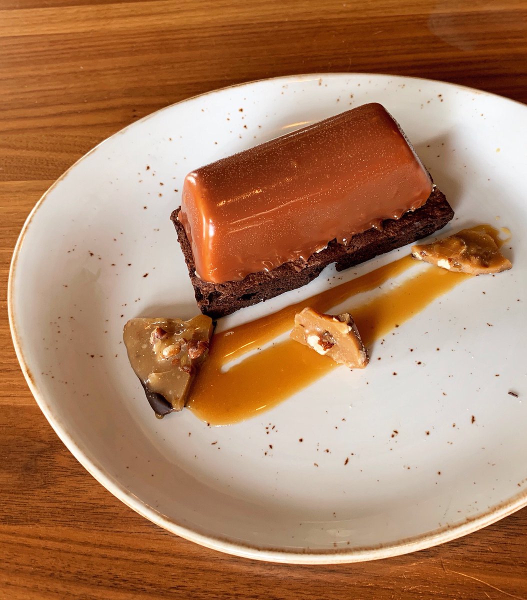 Our new Turtle Cheesecake #dessert is what dreams are made of! Caramel cheesecake, flourless chocolate cake, and pecan brittle on the side😍