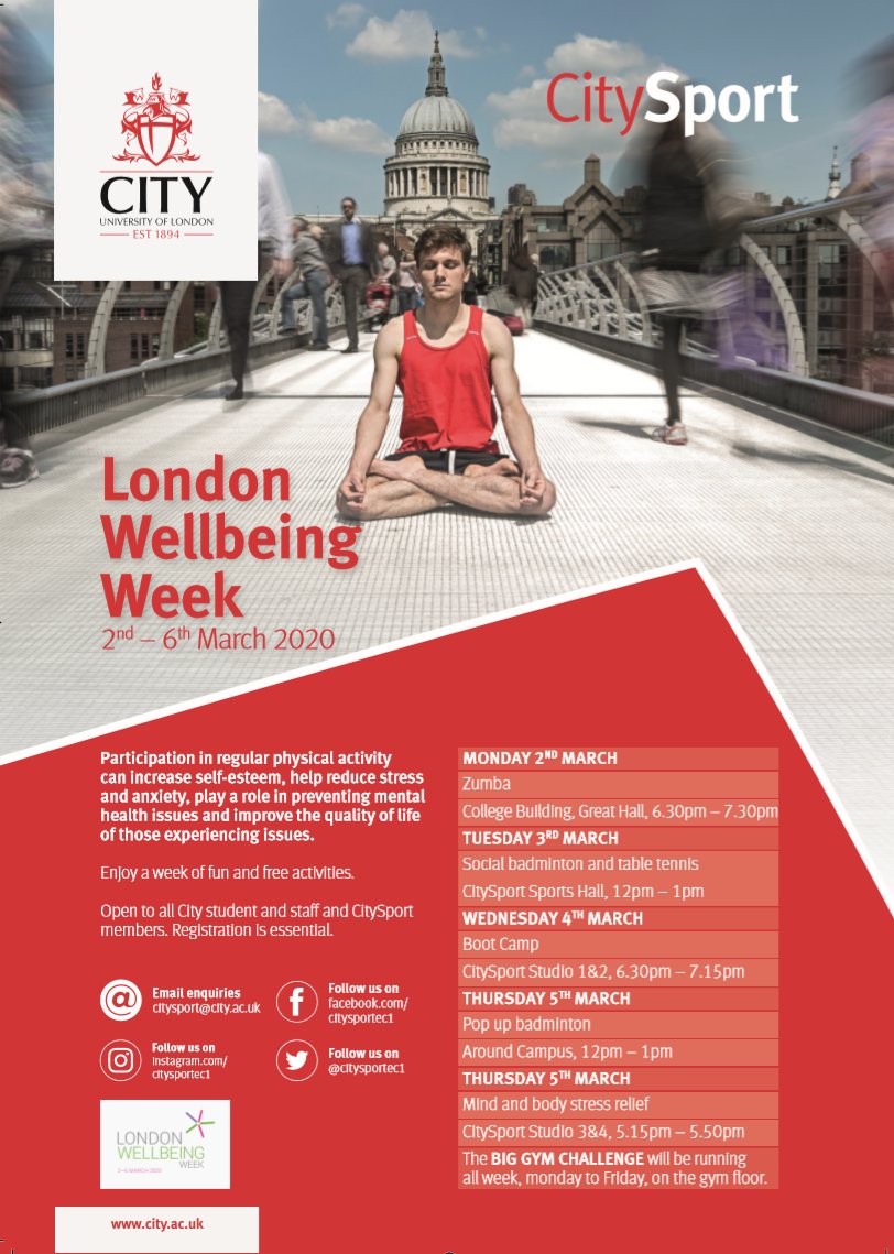 experience_city's tweet photo. Next week is London Well-being Week! Take a look at all of the activities that CitySport have on offer: https://t.co/94dZs3hgeI