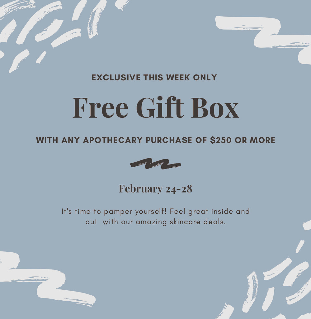 SFLSkin's tweet photo. This week only (2/24 -28) you’ll receive a free gift box with any Apothecary purchase of $250 or more! 🎁
What will you be picking up this week? 🛍 #skincare #sflskin https://t.co/5A92UxNOOH