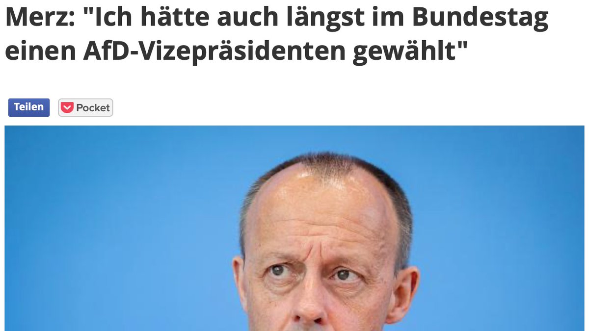 stephanpalagan's tweet photo. Friedrich Merz so: "Ich hätte auch längst im Bundestag einen AfD-Vizepräsidenten gewählt"

Was soll schon dabei schief gehen? https://t.co/A0cJLyYYJI