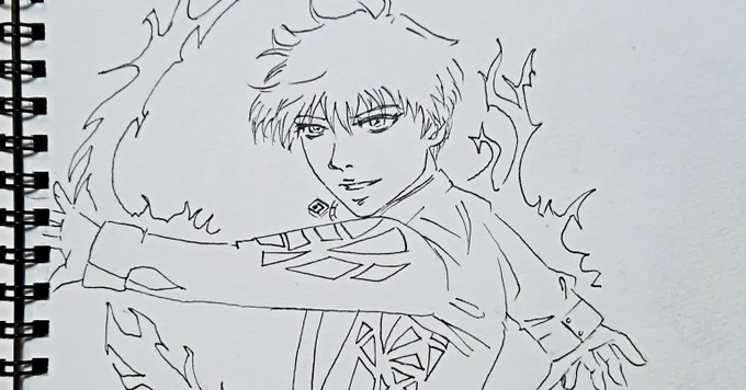 妄想の構想練ってたら、端に描きすぎた…けど、ペンは入れてみた😅 