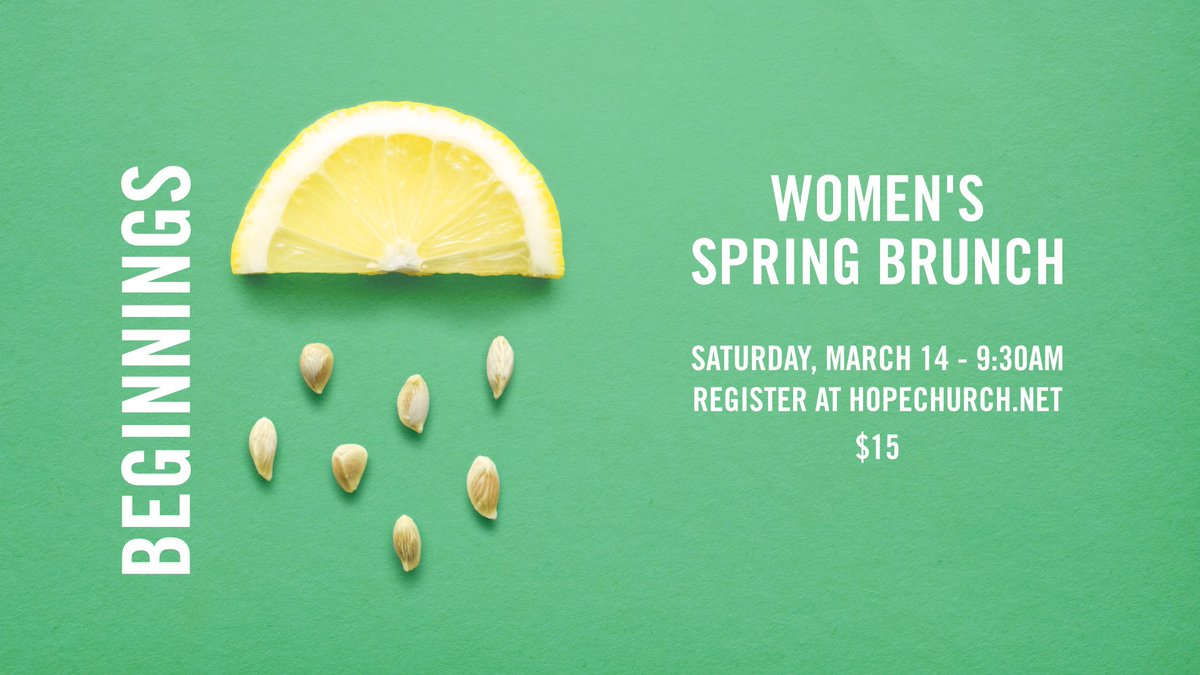 Registration is OPEN! 

Ladies, Join us for our annual Spring Brunch on March 14th! Space is limited so sign up today at the link below! 

bit.ly/Beginnings2020