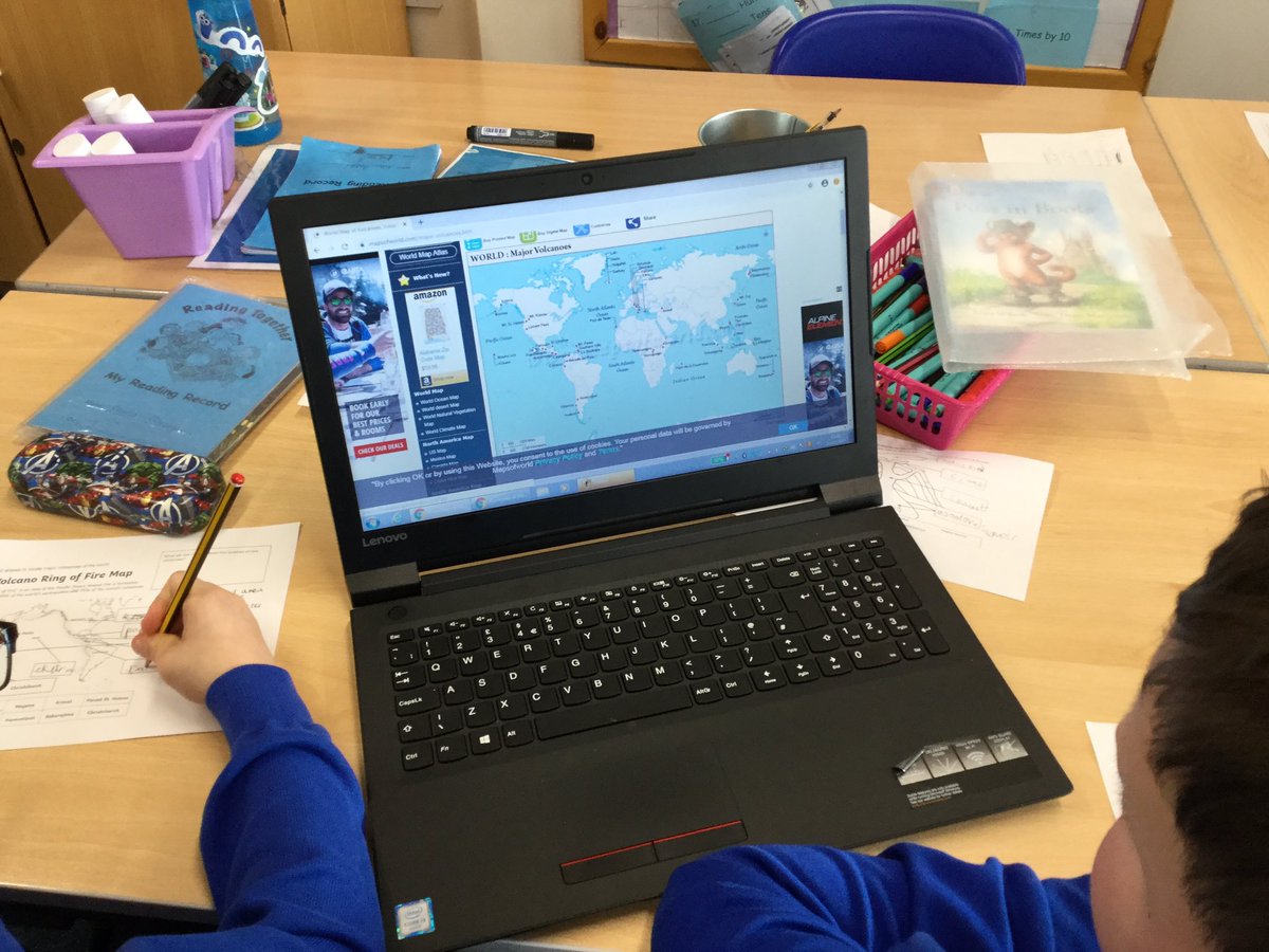 StLaurenceCE's tweet photo. Y3 have combined Computing and Geography this afternoon: searching for and using digital maps to locate major volcanoes in the Ring of Fire! Lots of fab questions about active, dormant and extinct volcanoes and a big debate about whether you can outrun lava! #restlessearth https://t.co/EEDpuhCodX