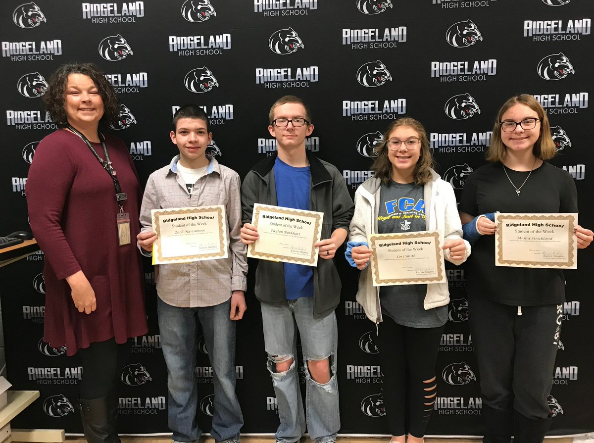 Congratulations RHS Students of the week 2/25/20: Zach Narramore, Payton Burkhart, Lori Smith, and Miami Strickland.