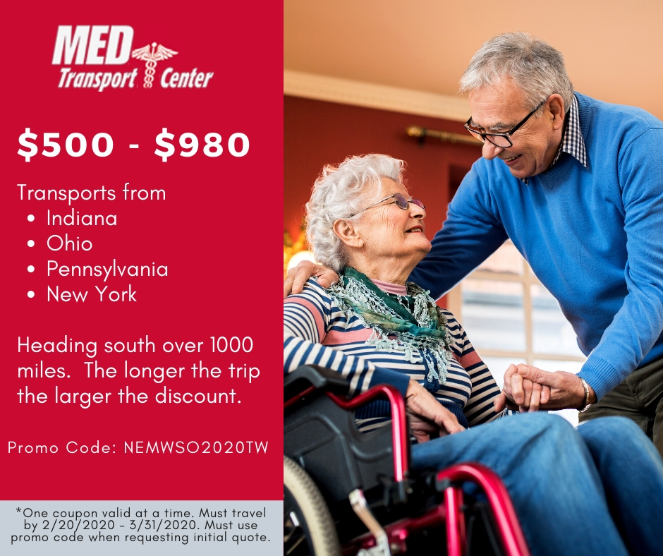 MedTransCenter's tweet image. Save $500 - $980 on transports from IN, OH, PA and NY going south 1000+ miles. See image for full details.

#longdistancemedicaltransport #statetostatemedicaltransport
#longdistanceelderlytransport #medtransportcenter, #medicaltransport

Request a quote at ow.ly/Lwl250ytLHV