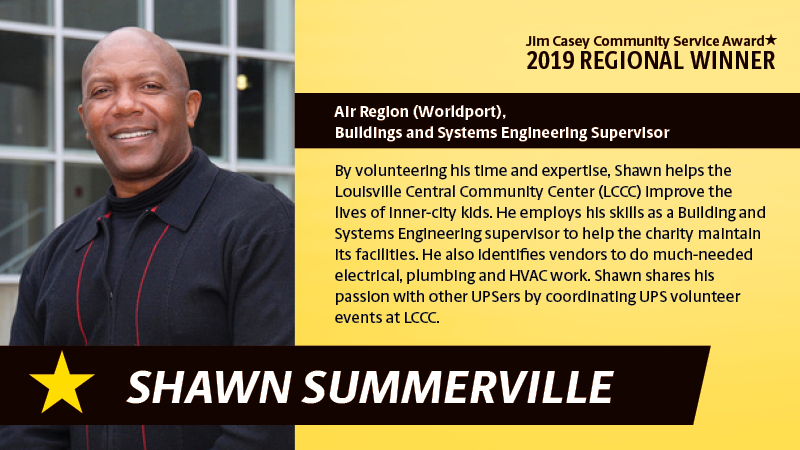 The countdown to the Jim Casey Community Service Award winner announcement is ON...and we are sharing each of our #ProudUPSer regional winners every day until the big reveal. Congrats to <a href="/AirRegionUPSers/">Air Region UPSers</a> winner Shawn Summerville!