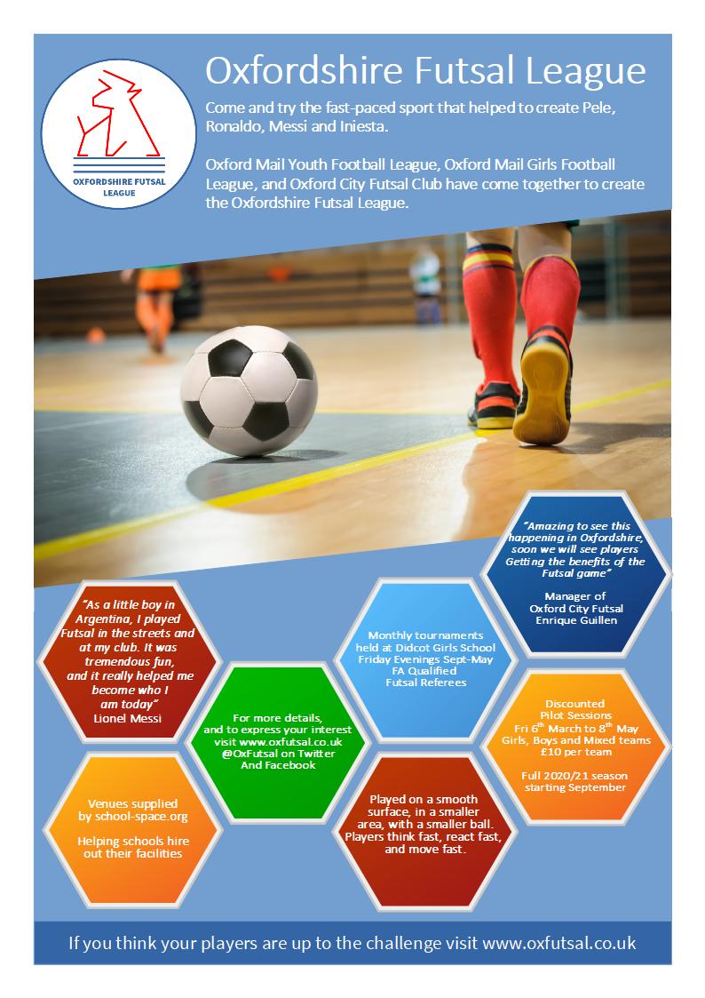 Oxfordshire Youth Football League (@oyfleague) on Twitter photo 🎙️🎙️ BIG NEWS ⚽️⚽️
Oxford Mail Youth Football League, Oxford Mail Girls Football League, & Oxford City Futsal have teamed up with School-Space to create
Oxfordshire Futsal League
For more info, visit oxfutsal.co.uk or @OxFutsal
<a href="/lions_oxford/">Oxford City Futsal</a> <a href="/OMGFL/">Oxfordshire Girls Football League</a> <a href="/schoolspaceuk/">School Space</a> 🎙️🎙️ BIG NEWS ⚽️⚽️
Oxford Mail Youth Football League, Oxford Mail Girls Football League, & Oxford City Futsal have teamed up with School-Space to create
Oxfordshire Futsal League
For more info, visit oxfutsal.co.uk or @OxFutsal
<a href="/lions_oxford/">Oxford City Futsal</a> <a href="/OMGFL/">Oxfordshire Girls Football League</a> <a href="/schoolspaceuk/">School Space</a>