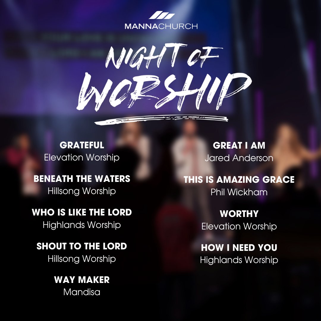 MannaChurch's tweet photo. What a POWERFUL day we shared yesterday! 🔥 Nothing compares to encountering God’s presence together in one room! Here's a list of every song we sang. We hope you listen to these and let the Truth empower you throughout your week!
#MannaChurch #WeekendSetlist #NightOfWorship https://t.co/PioNlZgPX9